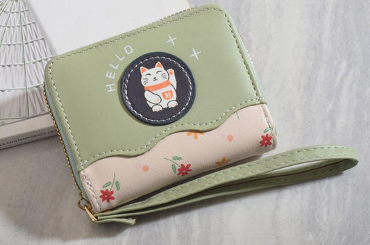 Outlet W&B Wallet Green Girls Roses & Bear Wallet