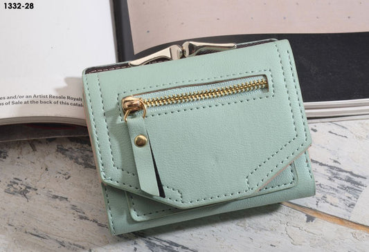 Outlet W&B Wallet Mint Leather & Metal Women Wallet