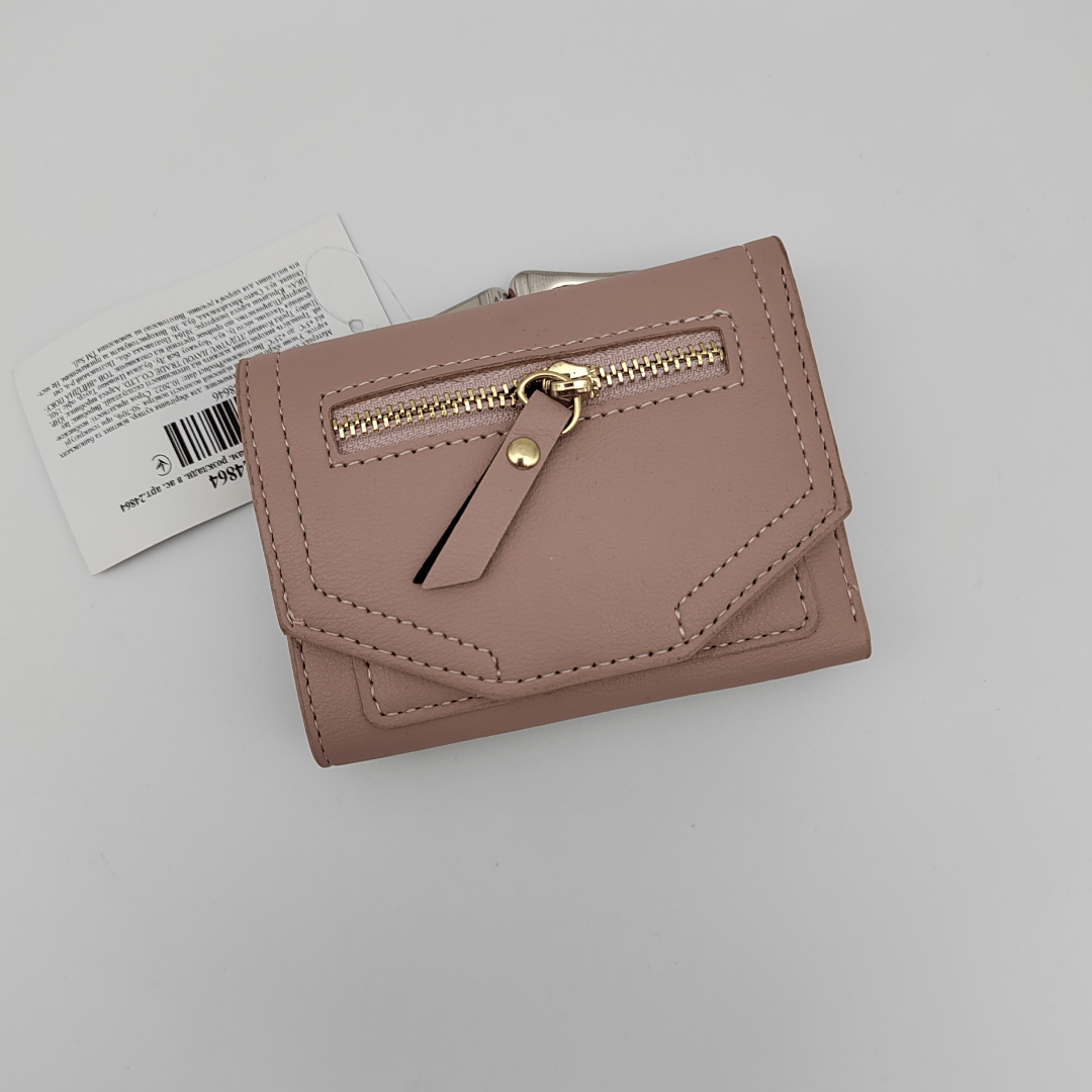 Outlet W&B Wallet Pale Pink Leather & Metal Women Wallet