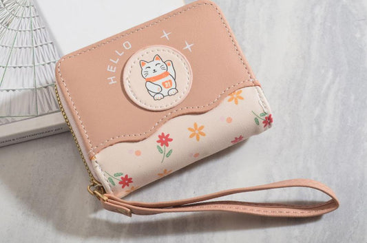 Outlet W&B Wallet Pink Girls Roses & Bear Wallet