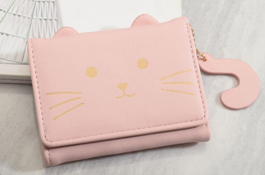 Outlet W&B Wallet Pink Leather Cat Women Wallet