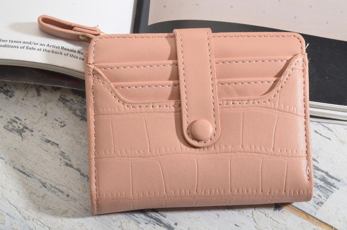 Outlet W&B Wallet Pink Side Capsule Leather Women Wallet