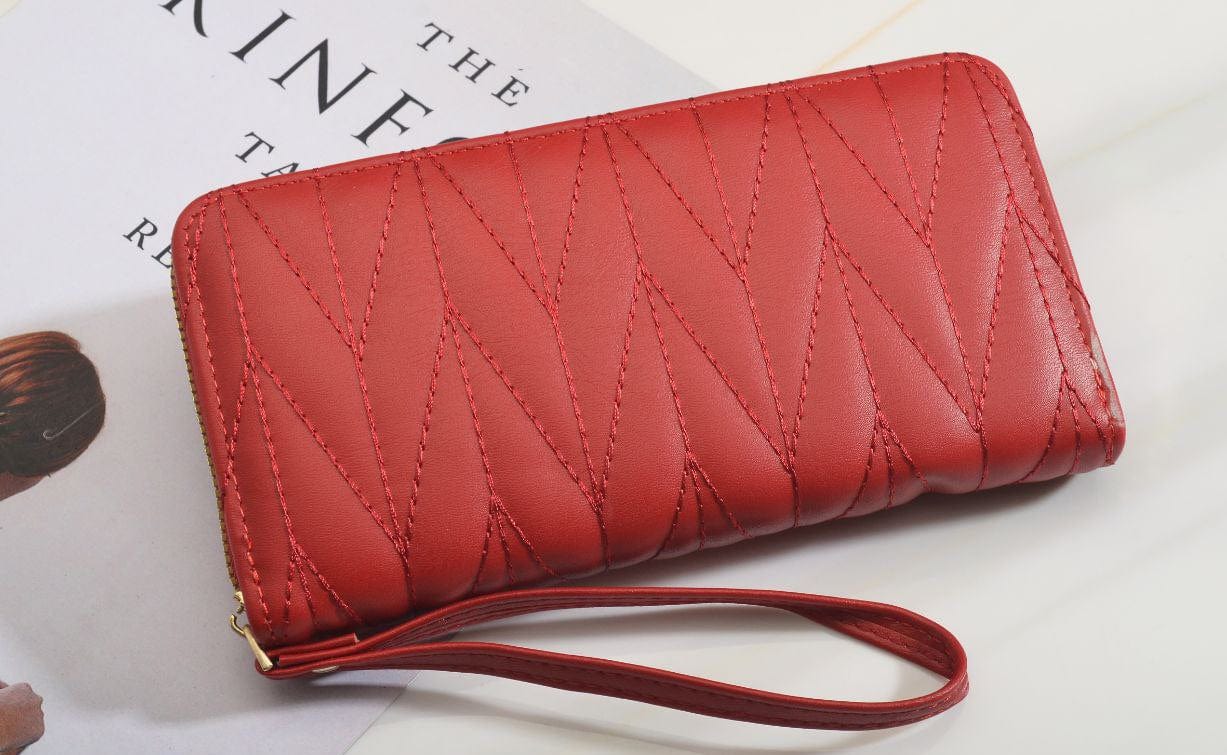 Outlet W&B Wallet Red Long Leather Wave Wallet