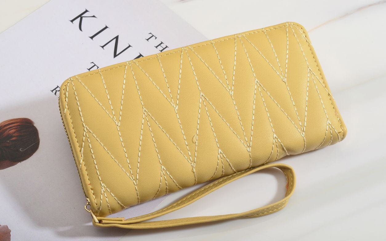 Outlet W&B Wallet Yellow Long Leather Wave Wallet