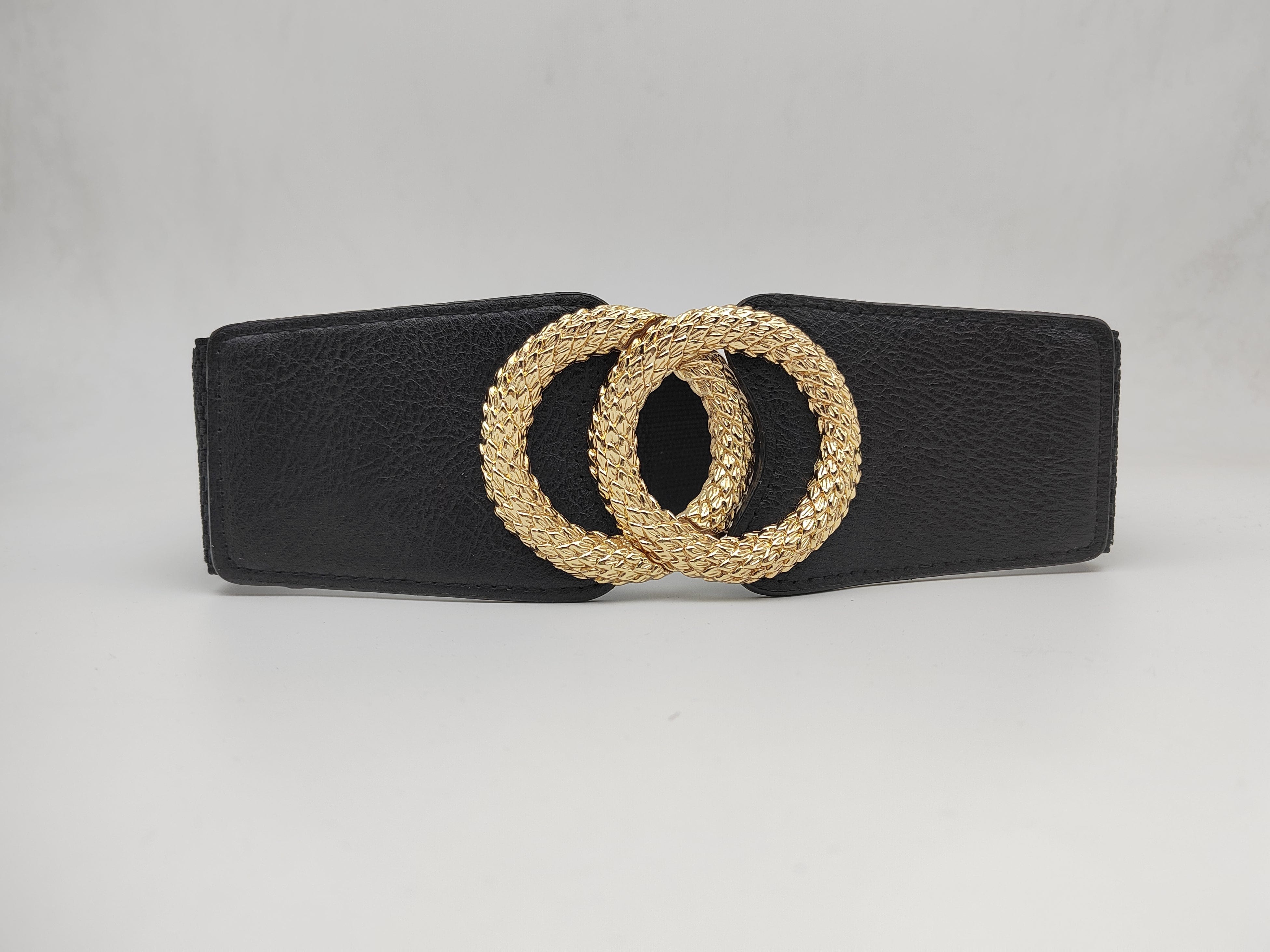 Outlet W&B Women Belts Women Belts - "2 circles" - Black x Gold