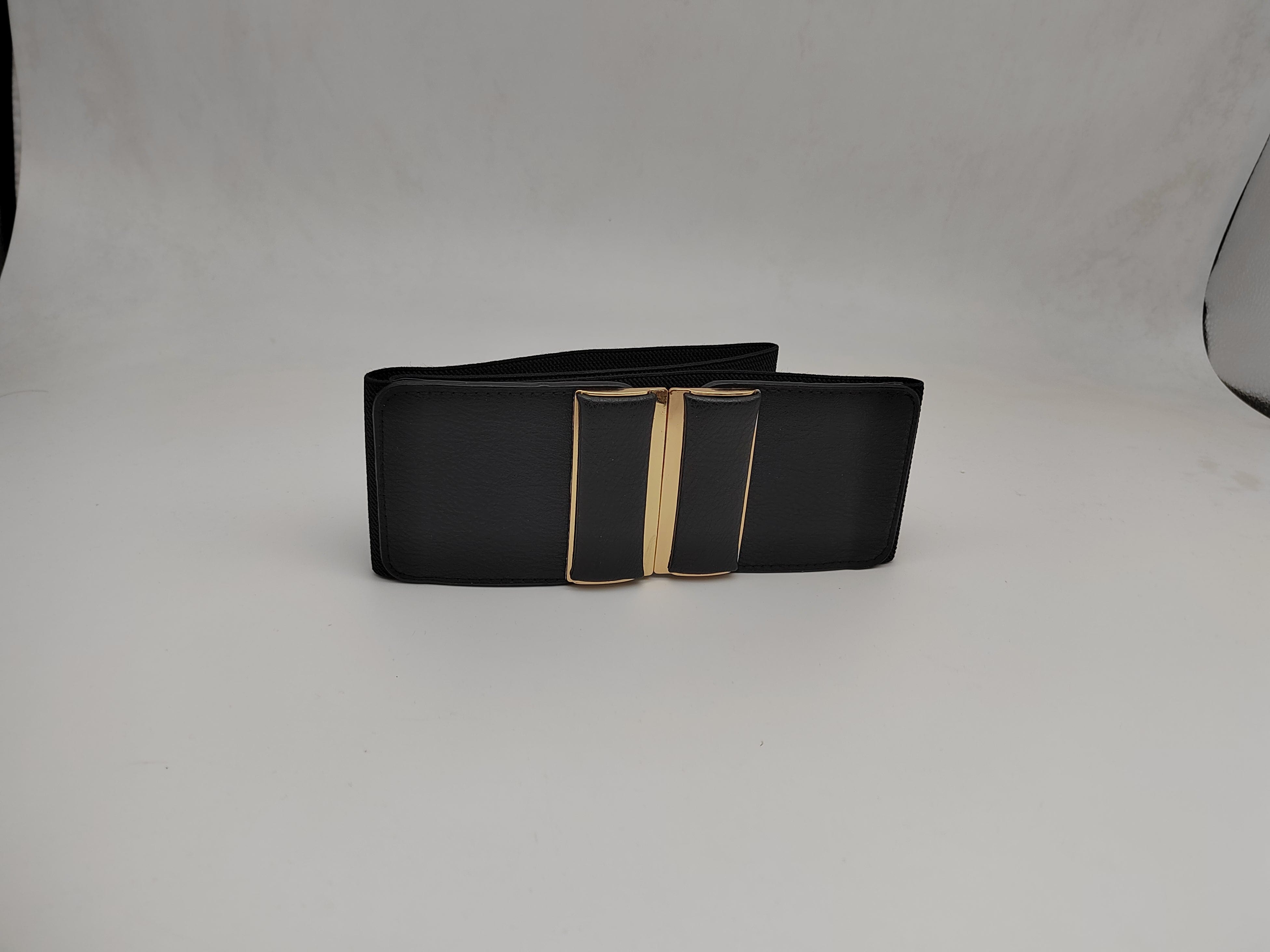 Outlet W&B Women Belts Women Belts - "2 vertical rectangles" - Black x Gold