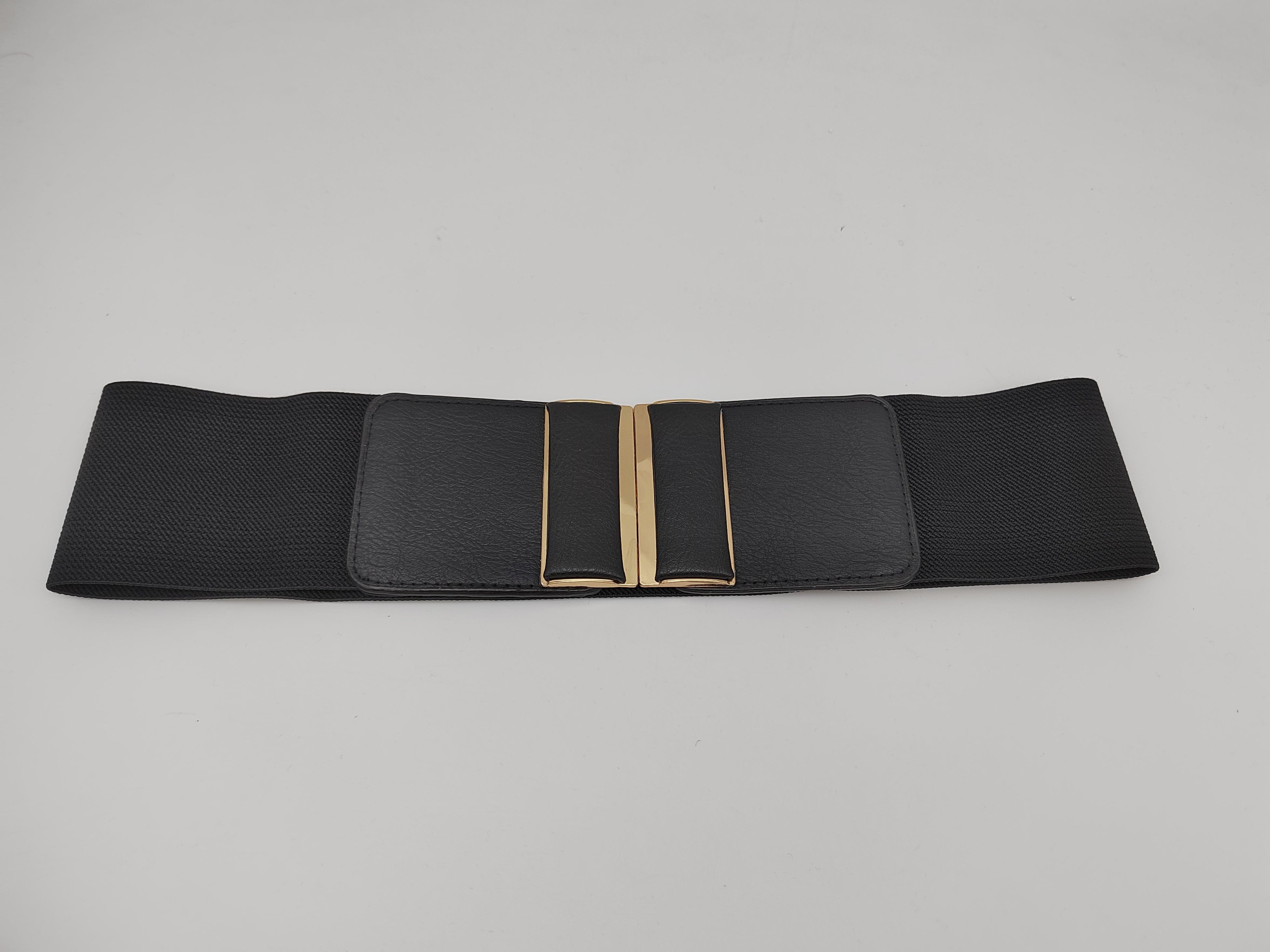 Outlet W&B Women Belts Women Belts - "2 vertical rectangles" - Black x Gold