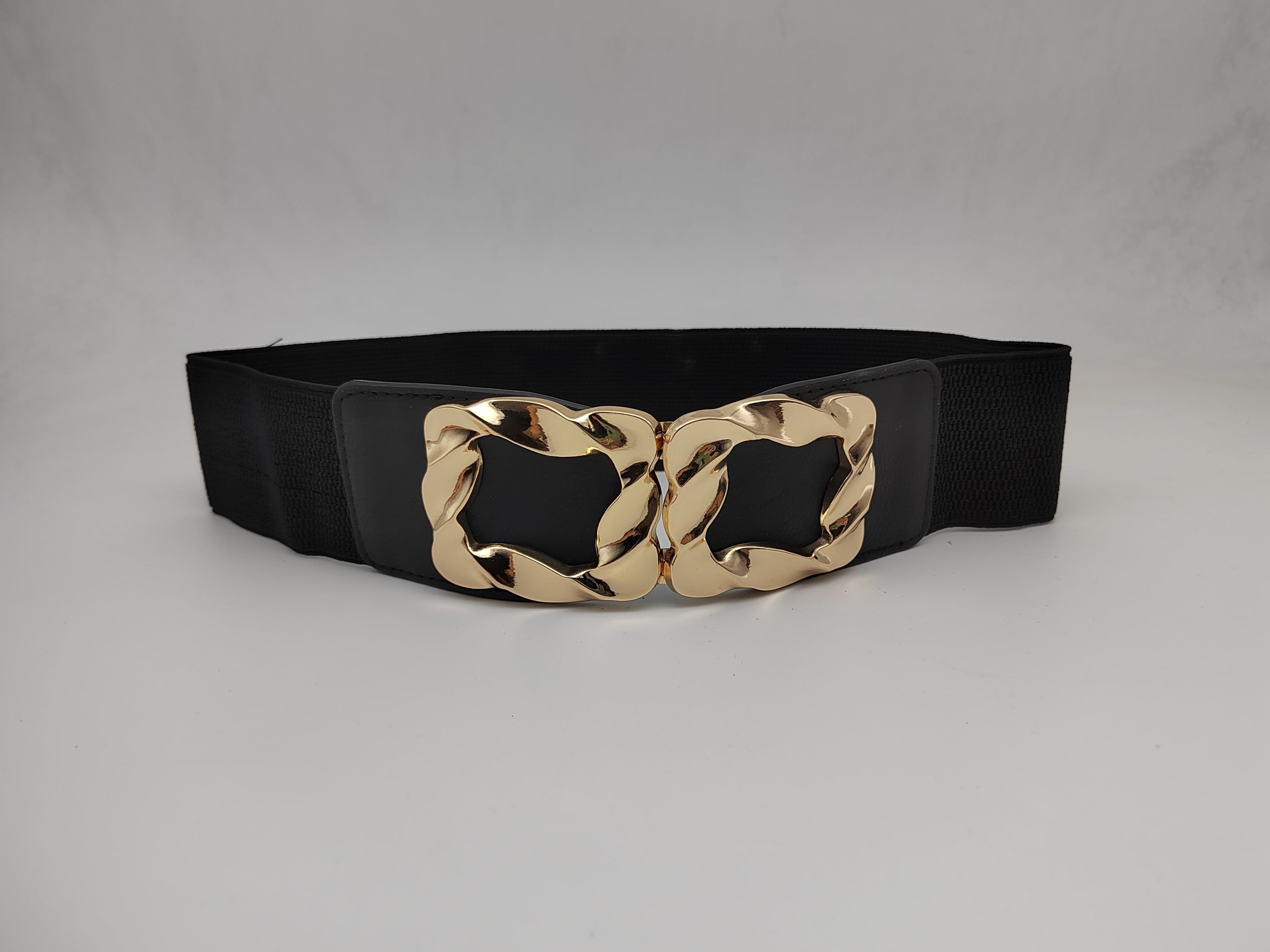 Outlet W&B Women Belts Women Belts - "2GoldenSquares" - Black