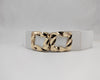 Outlet W&B Women Belts Women Belts - "2GoldenSquares" - White