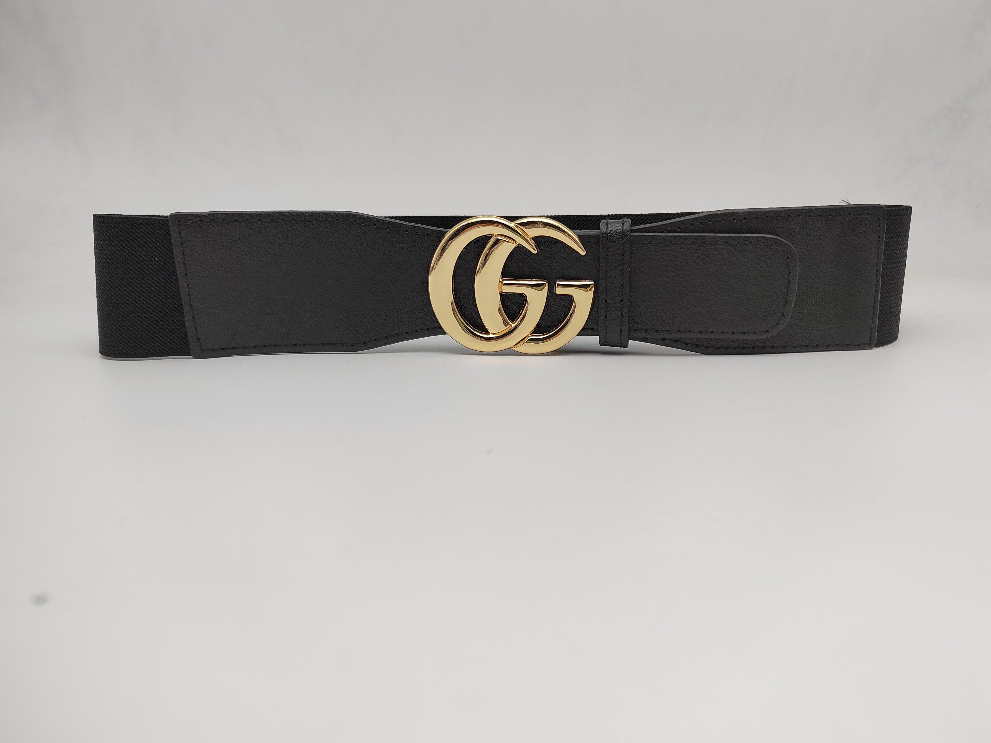 Outlet W&B Women Belts Women Belts - "2Gs" - Black x Gold (b)