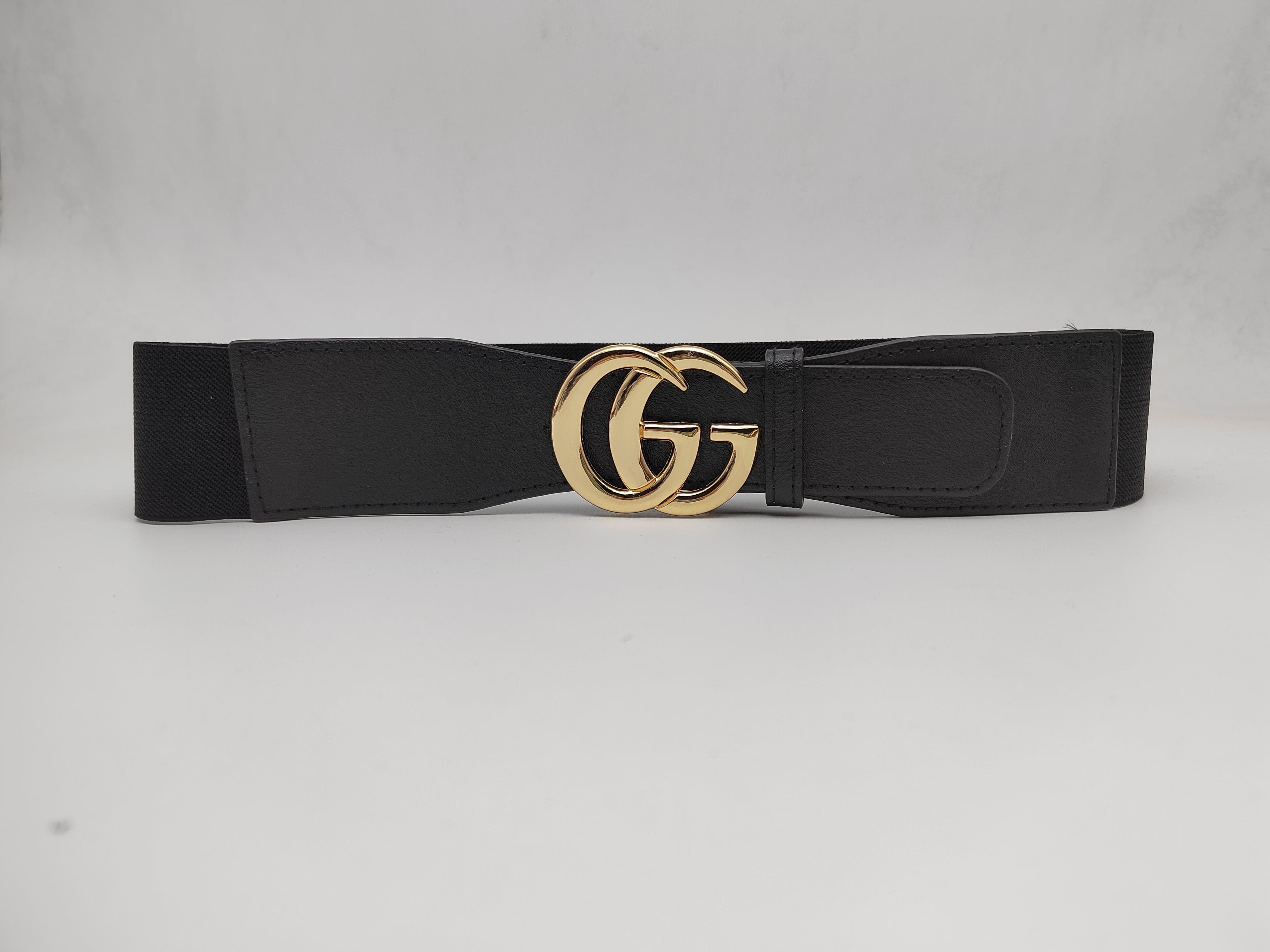 Outlet W&B Women Belts Women Belts - "2Gs" - Black x Gold (b)