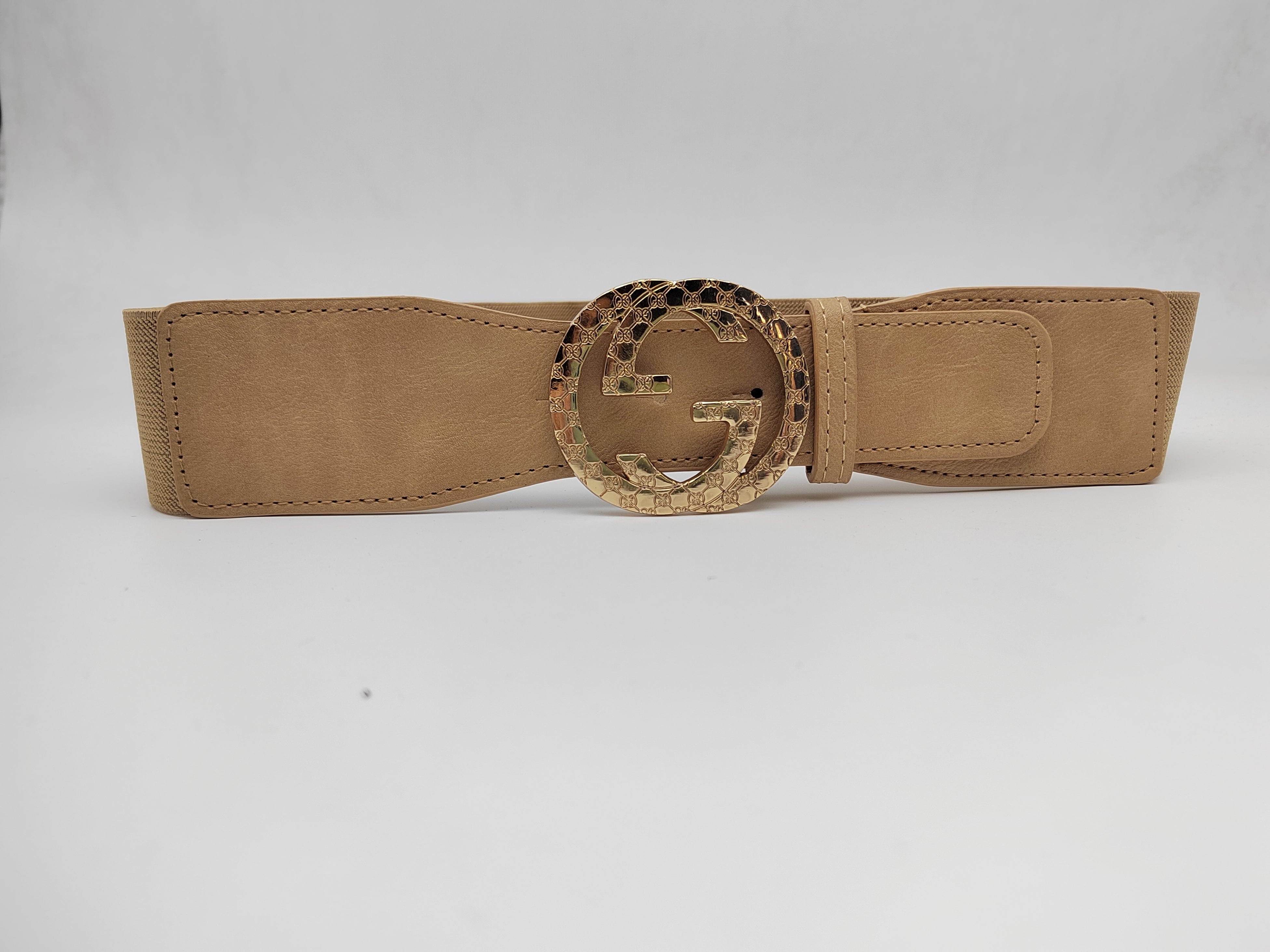Outlet W&B Women Belts Women Belts - "2Gs" - Light Brown x Gold