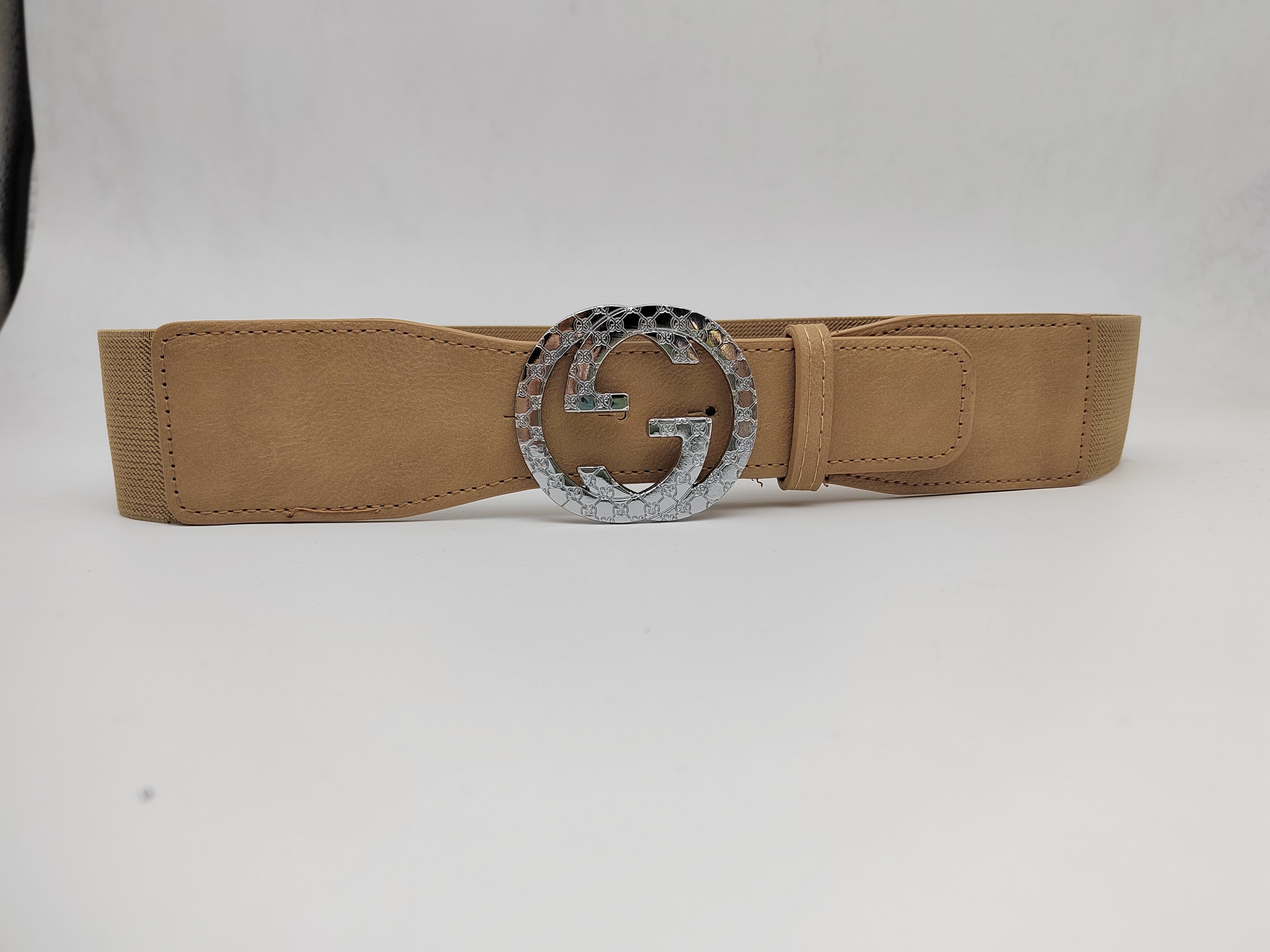 Outlet W&B Women Belts Women Belts - "2Gs" - Light Brown x Silver