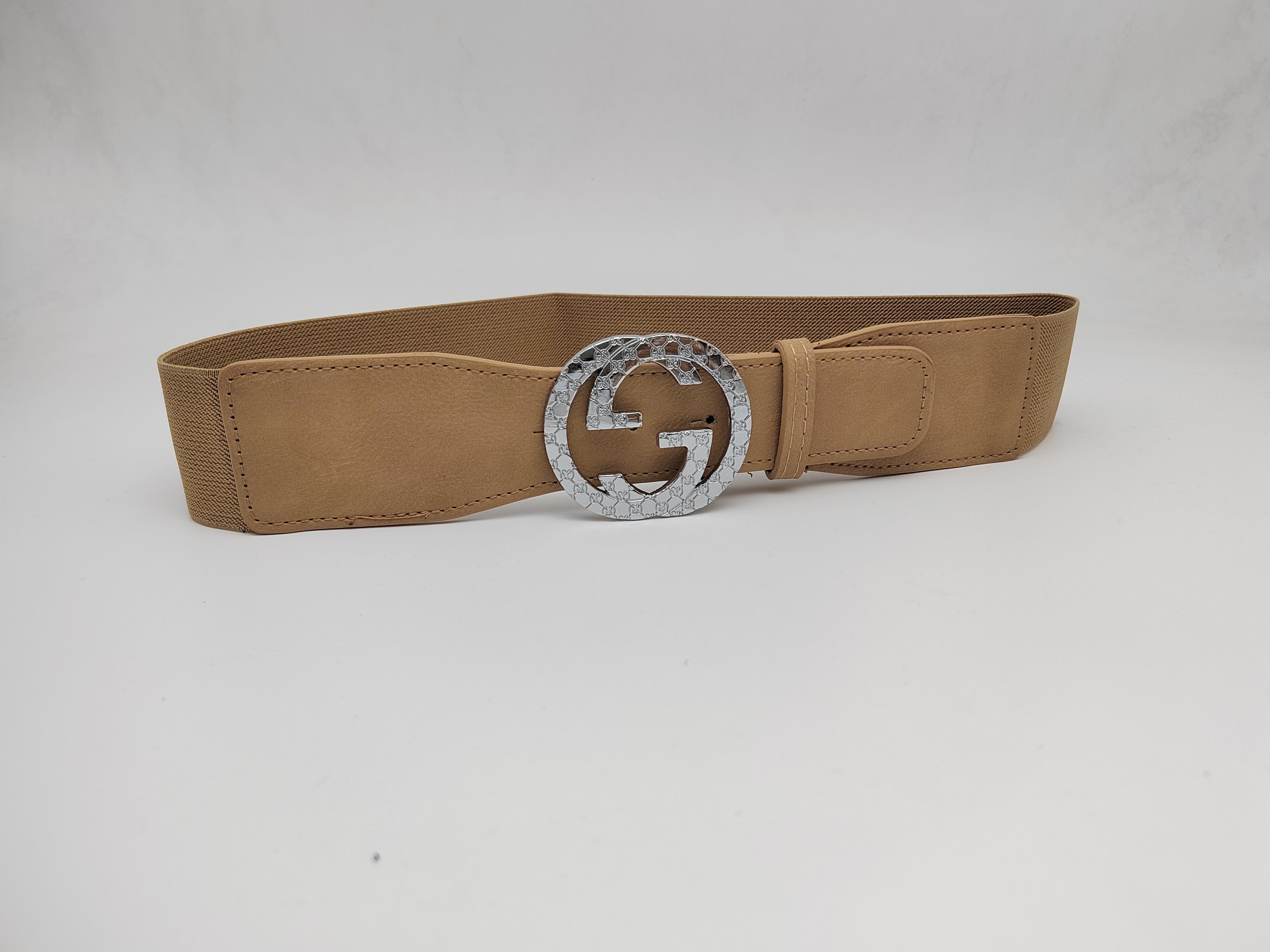 Outlet W&B Women Belts Women Belts - "2Gs" - Light Brown x Silver