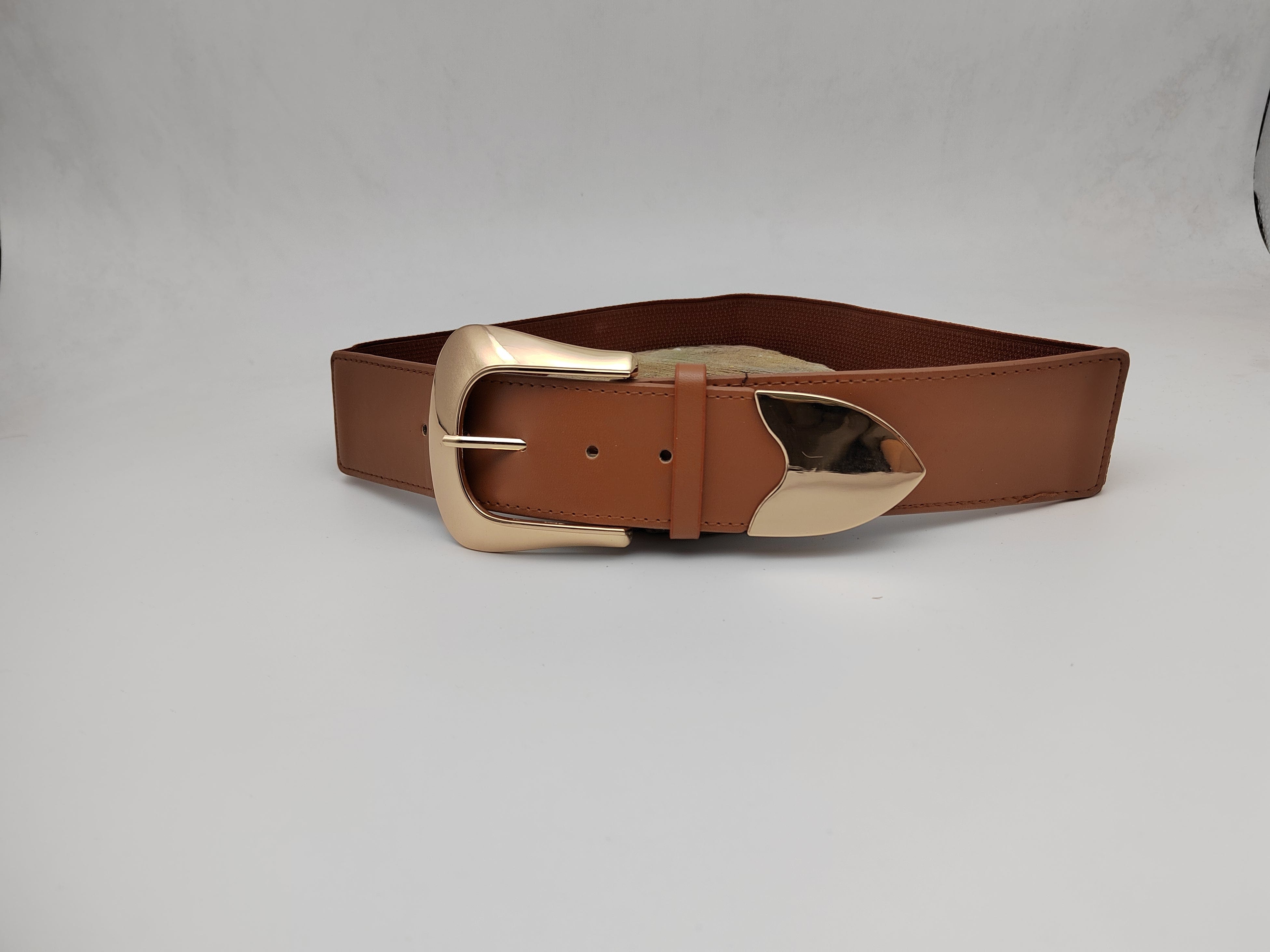 Outlet W&B Women Belts Women Belts - "arrow" - Camel Brown x Gold