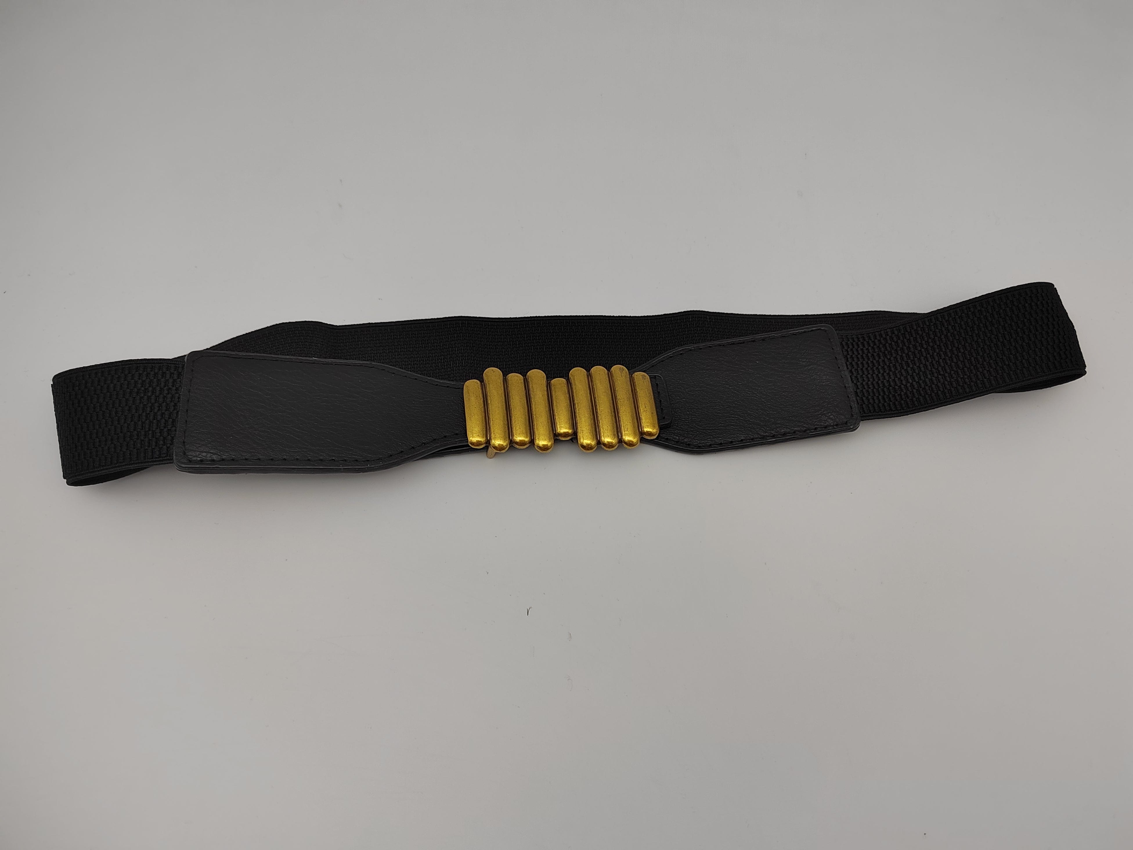 Outlet W&B Women Belts Women Belts - "waves strips" - Black x Gold