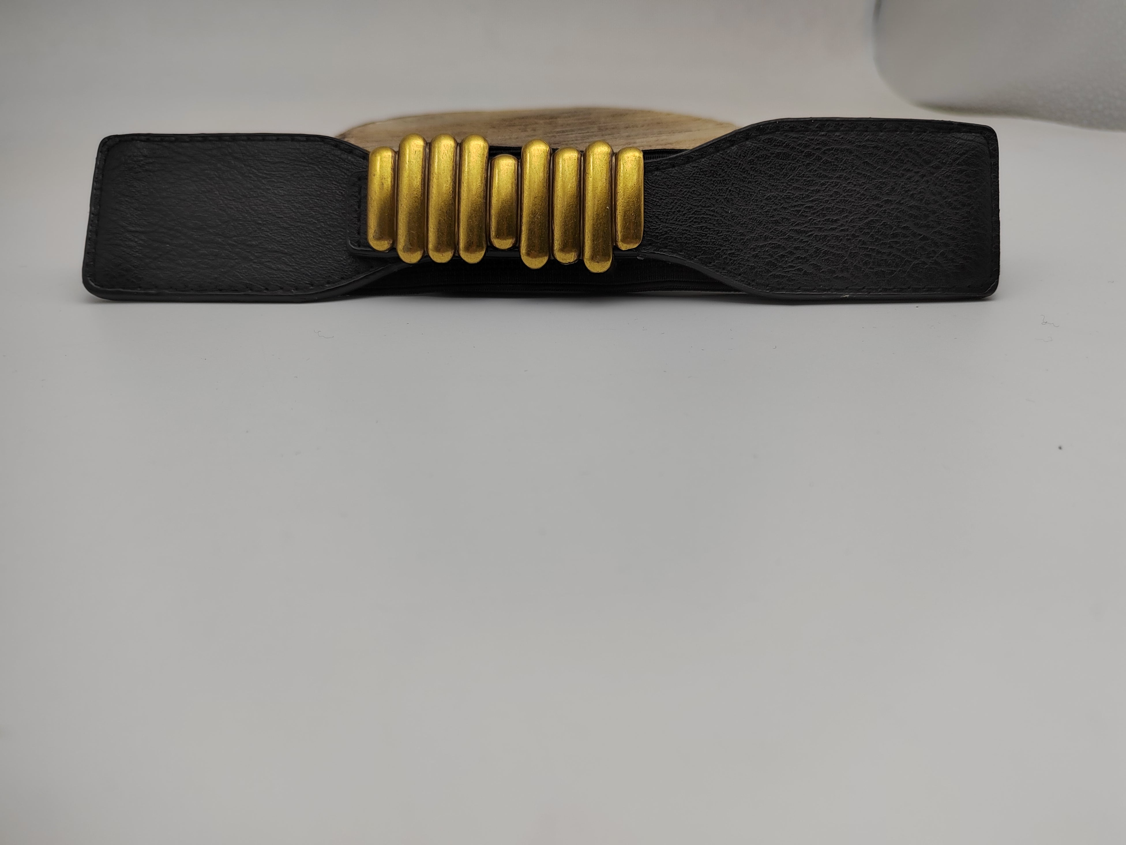 Outlet W&B Women Belts Women Belts - "waves strips" - Black x Gold