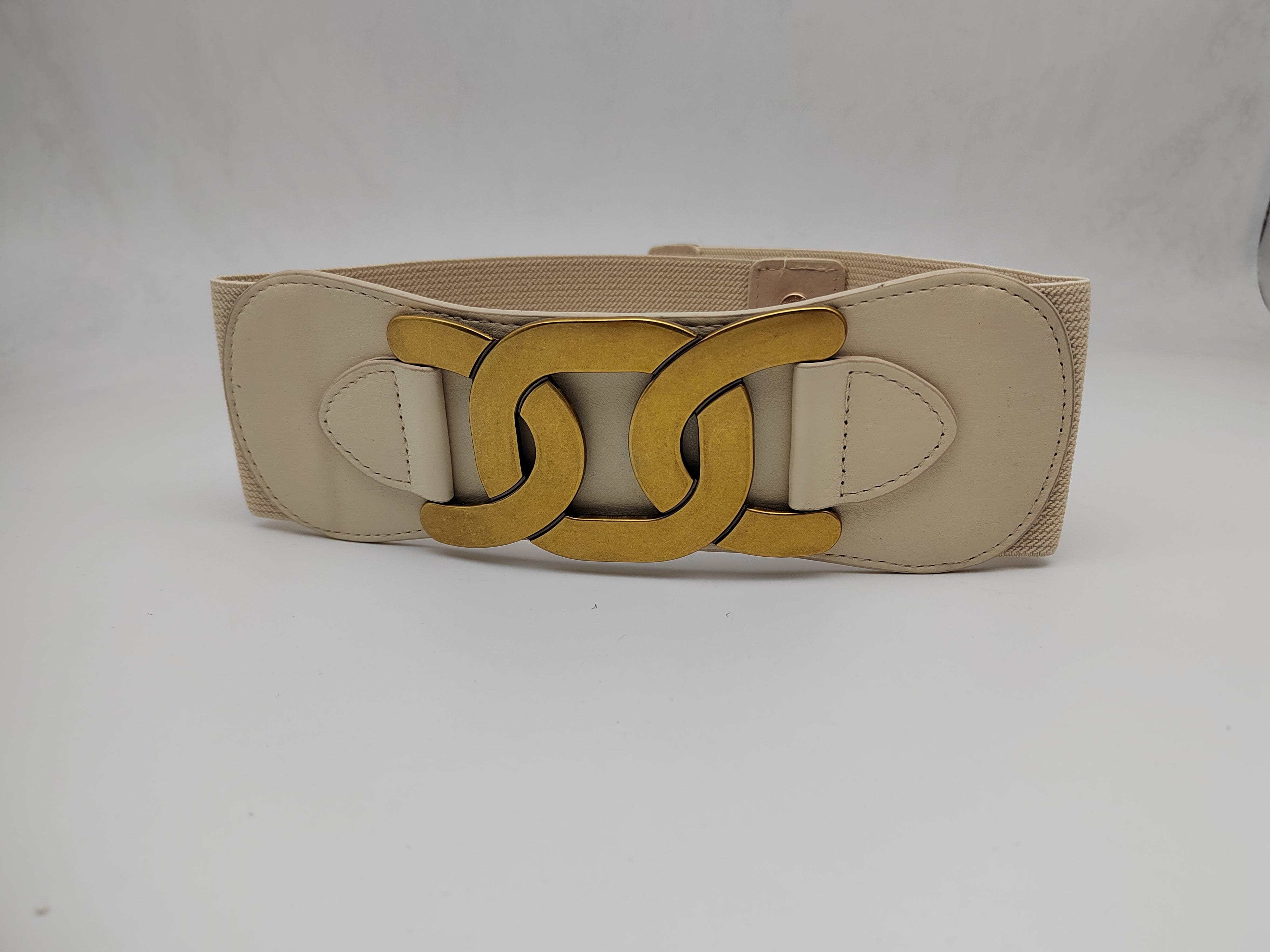 Outlet W&B Women Belts Women Belts - "xo" - Beige x Gold (a)
