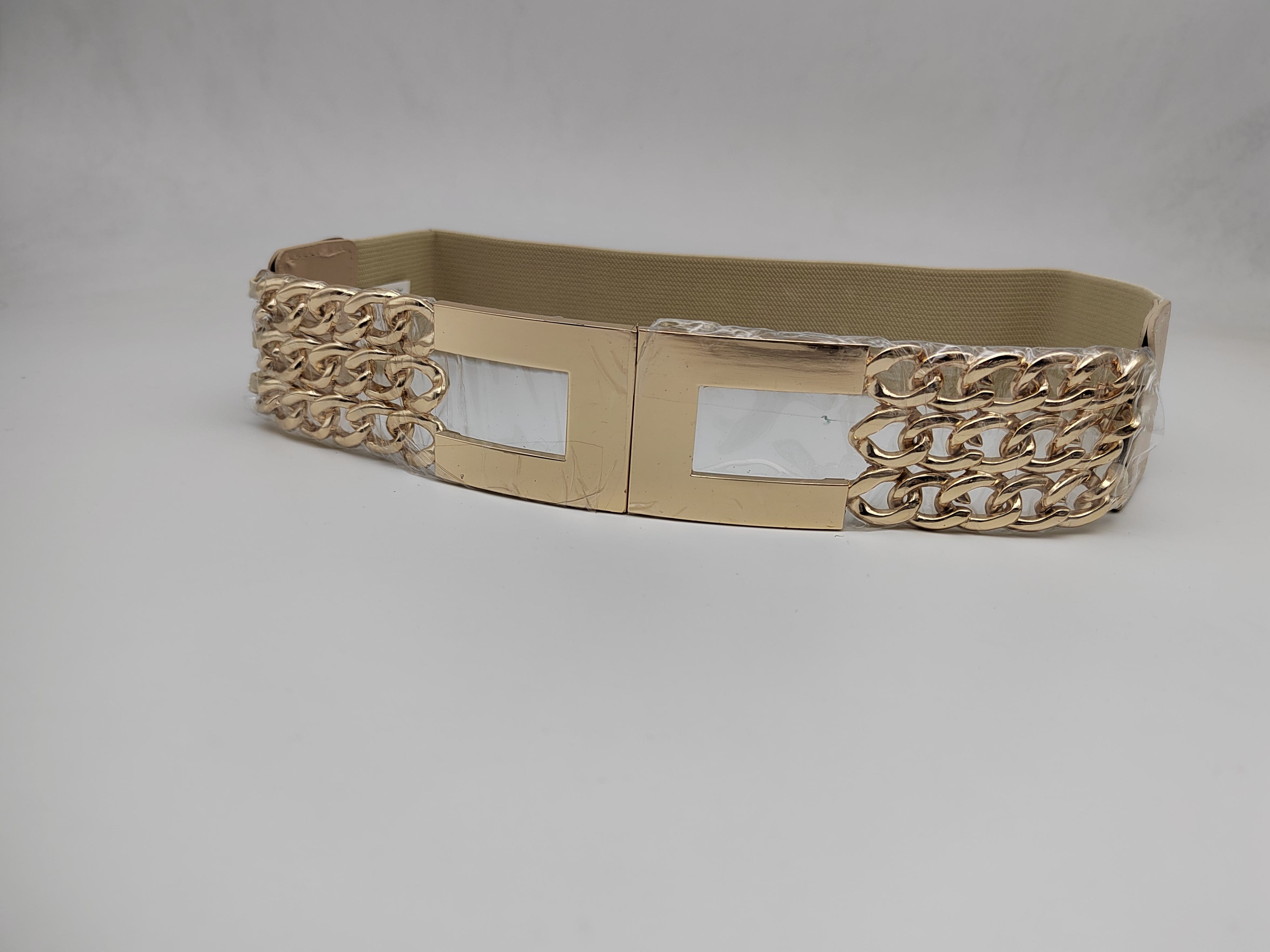 Outlet W&B Women Belts Women Belts - "xo" - Beige x Gold (b)