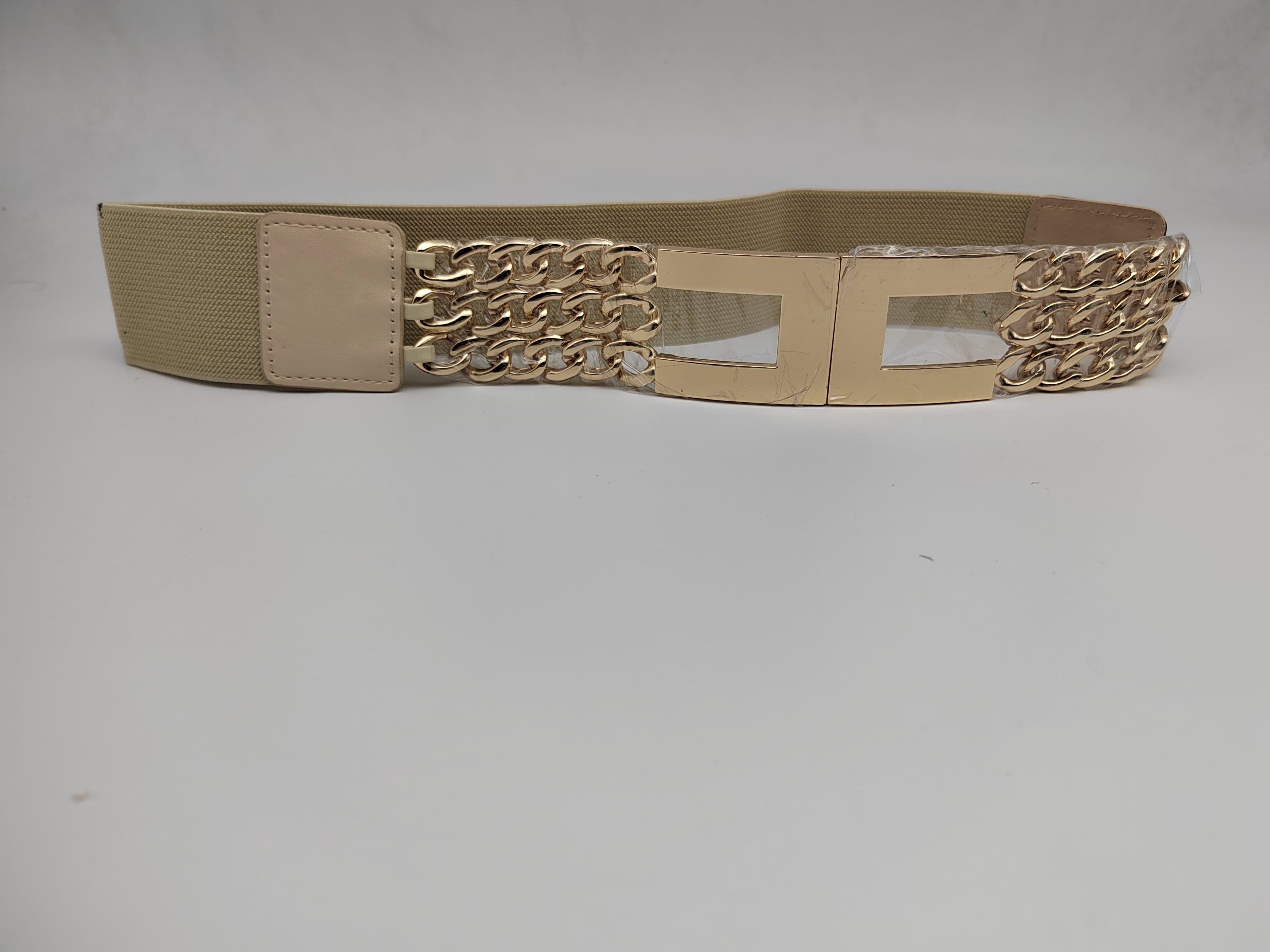 Outlet W&B Women Belts Women Belts - "xo" - Beige x Gold (b)