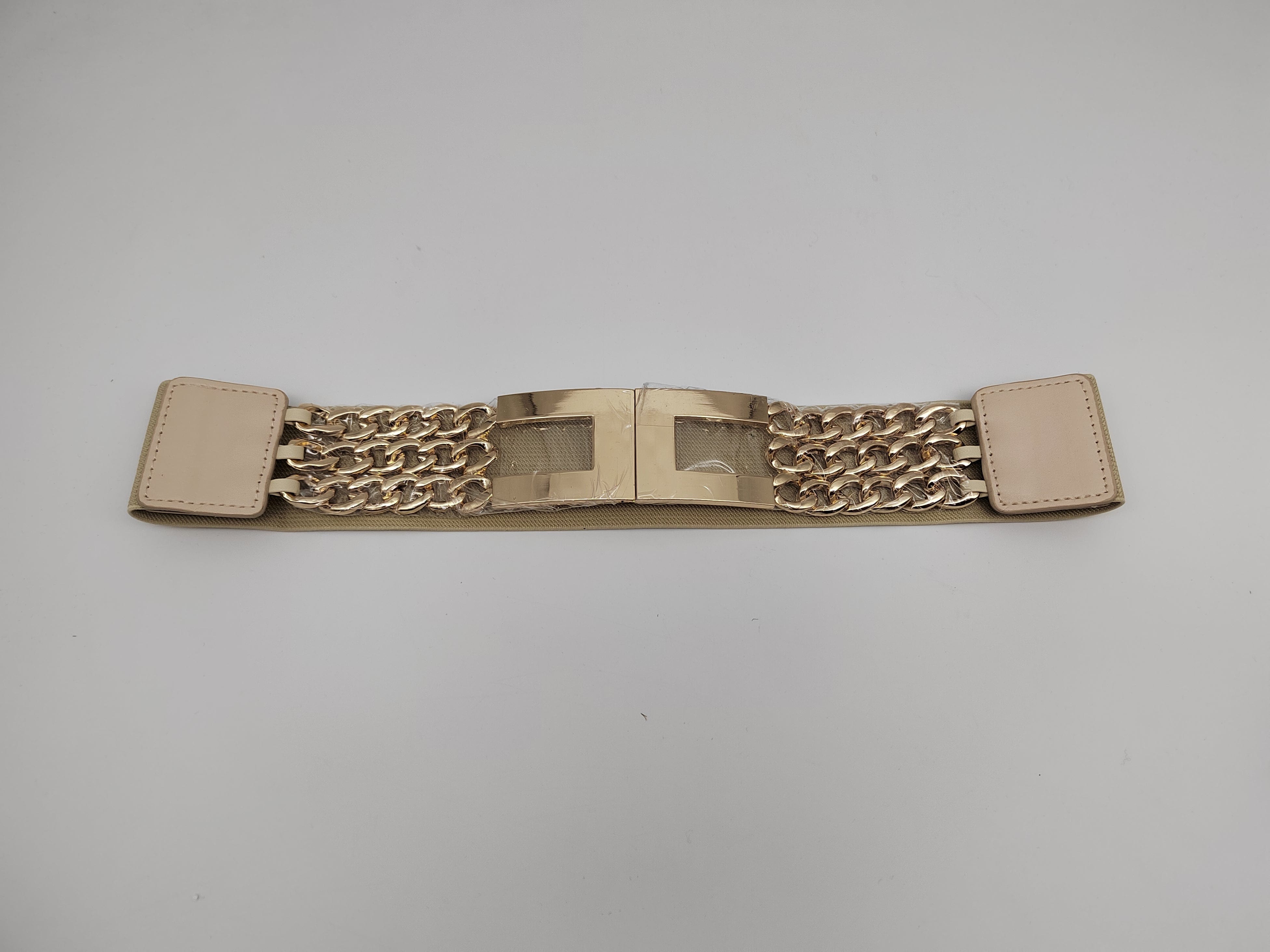 Outlet W&B Women Belts Women Belts - "xo" - Beige x Gold (b)