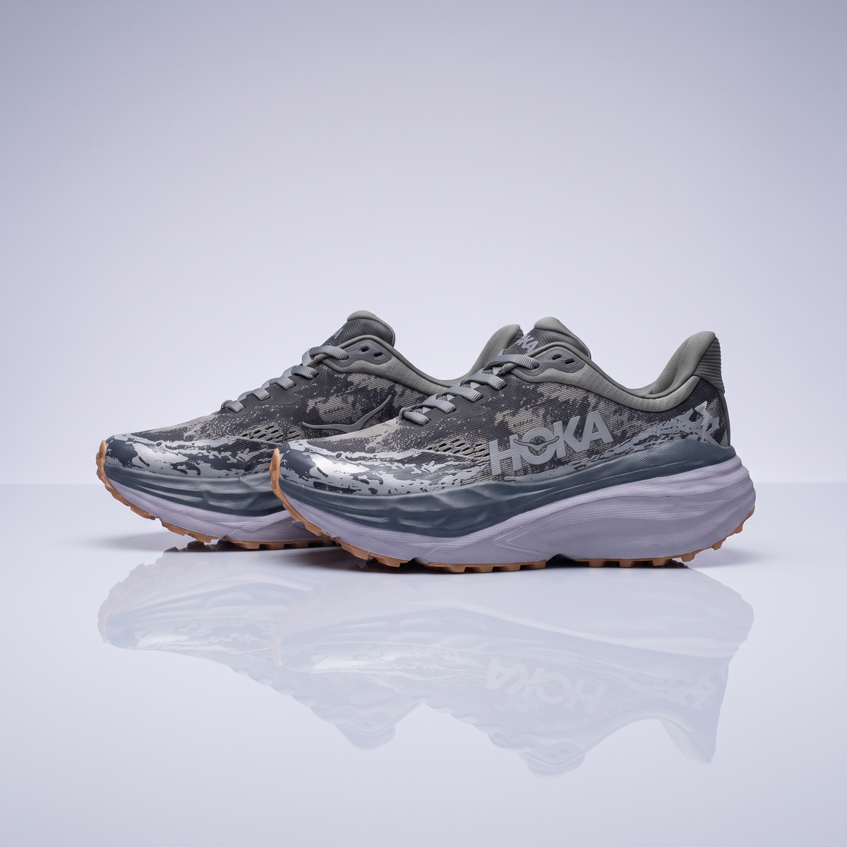 Men HOKA Stinson 7 Trail Running Shoe (Grey*White)