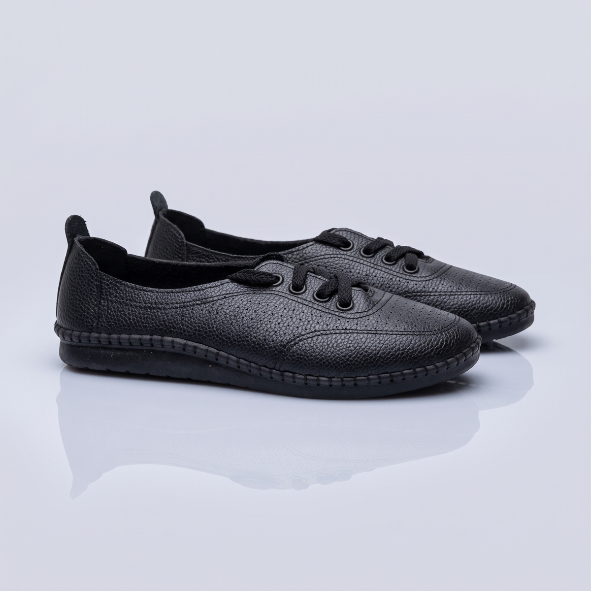 Women leather ladies lotus Shoes (Black)