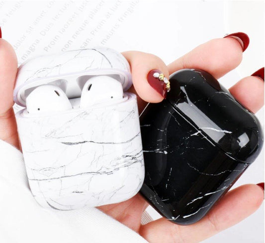 Spoofs Airpods Black Marble Airpod Casing 1,2
