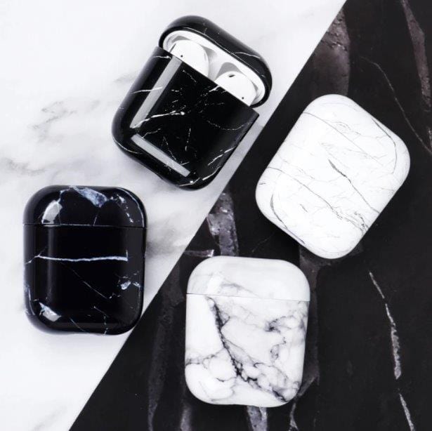 Spoofs Airpods Black & White Marble Airpod Casing 1,2