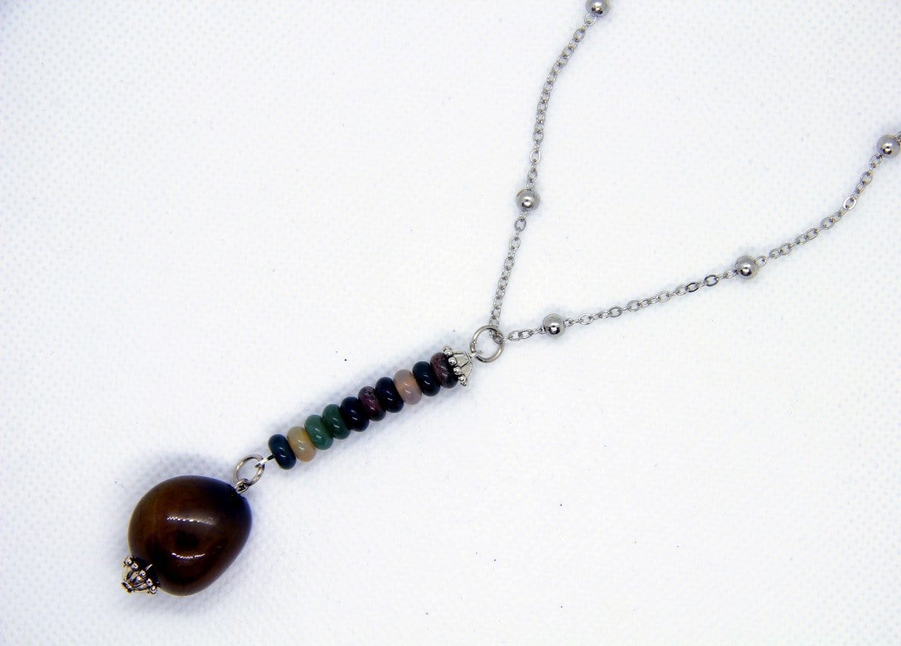 Spoofs Female Necklaces Bohemia Brown Long Stone Necklace