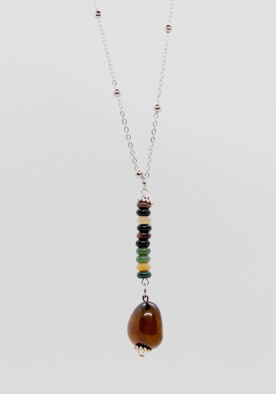 Spoofs Female Necklaces Bohemia Brown Long Stone Necklace