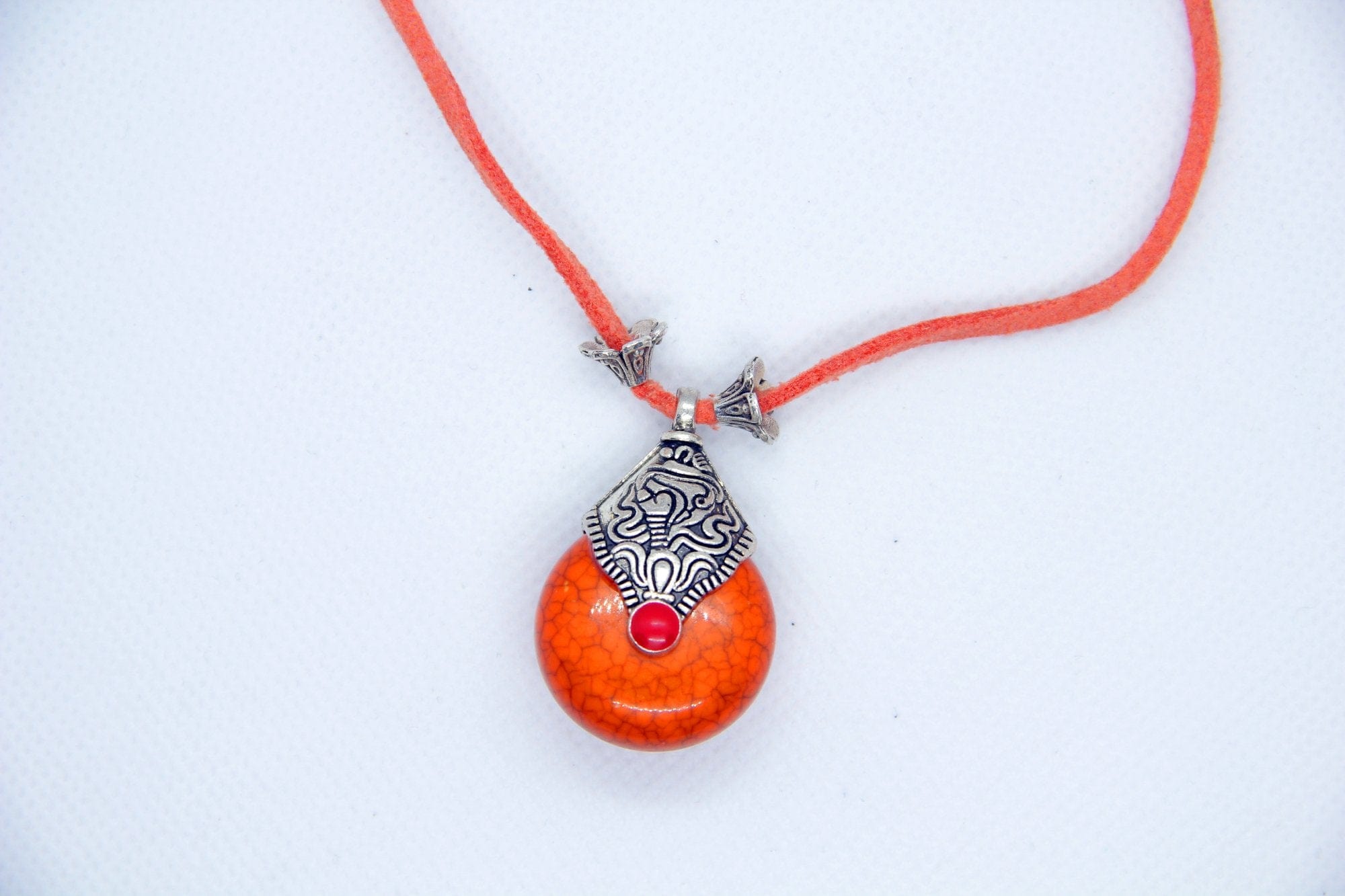 Spoofs Female Necklaces Hard Orange Marbel Bohemian Necklace