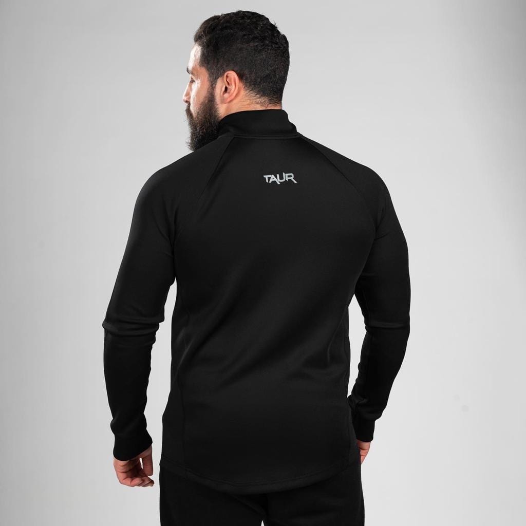 TAUR Men Sweatshirt TAUR Sleeved Quarter Zipper Top Black