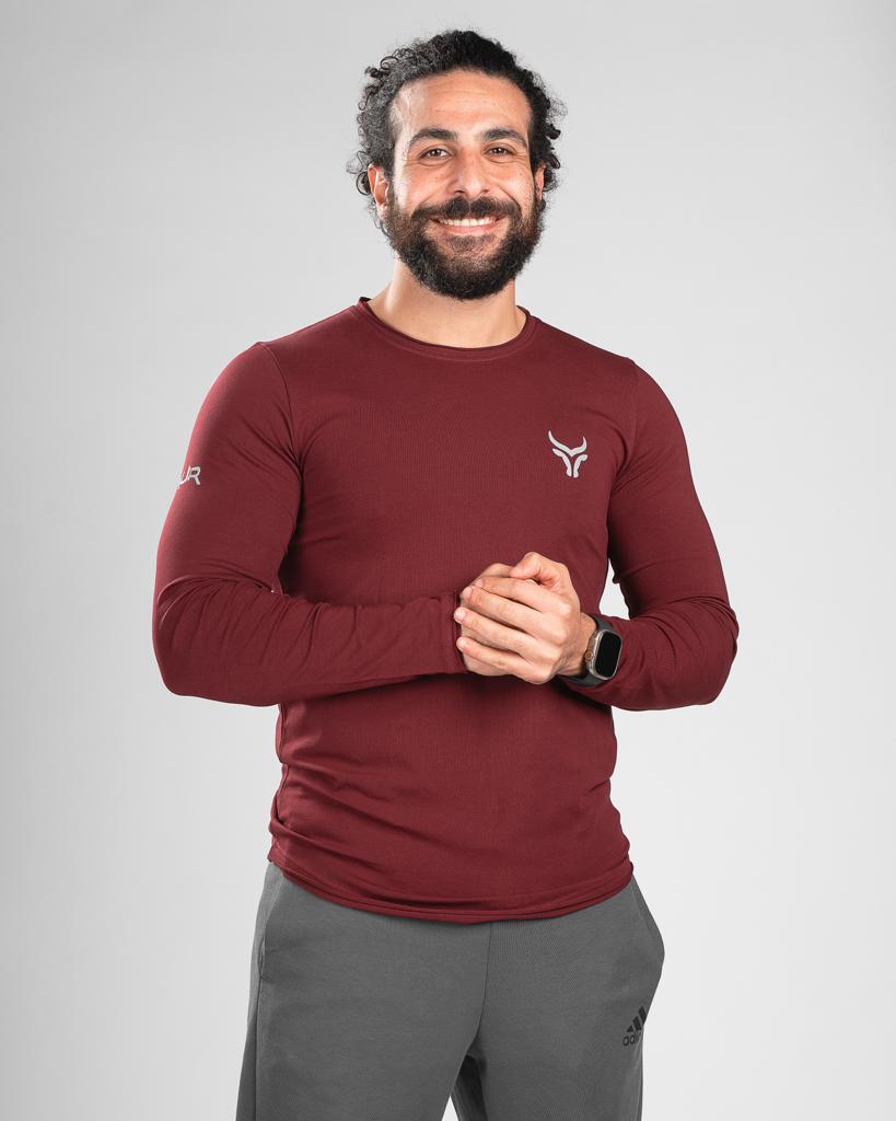 TAUR Men Sweatshirt TAUR Sleeved T-Shirt Burgundy