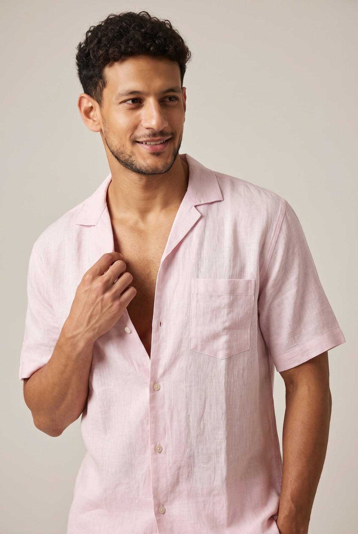 Men Regular Fit Texture Shirt (Pink)