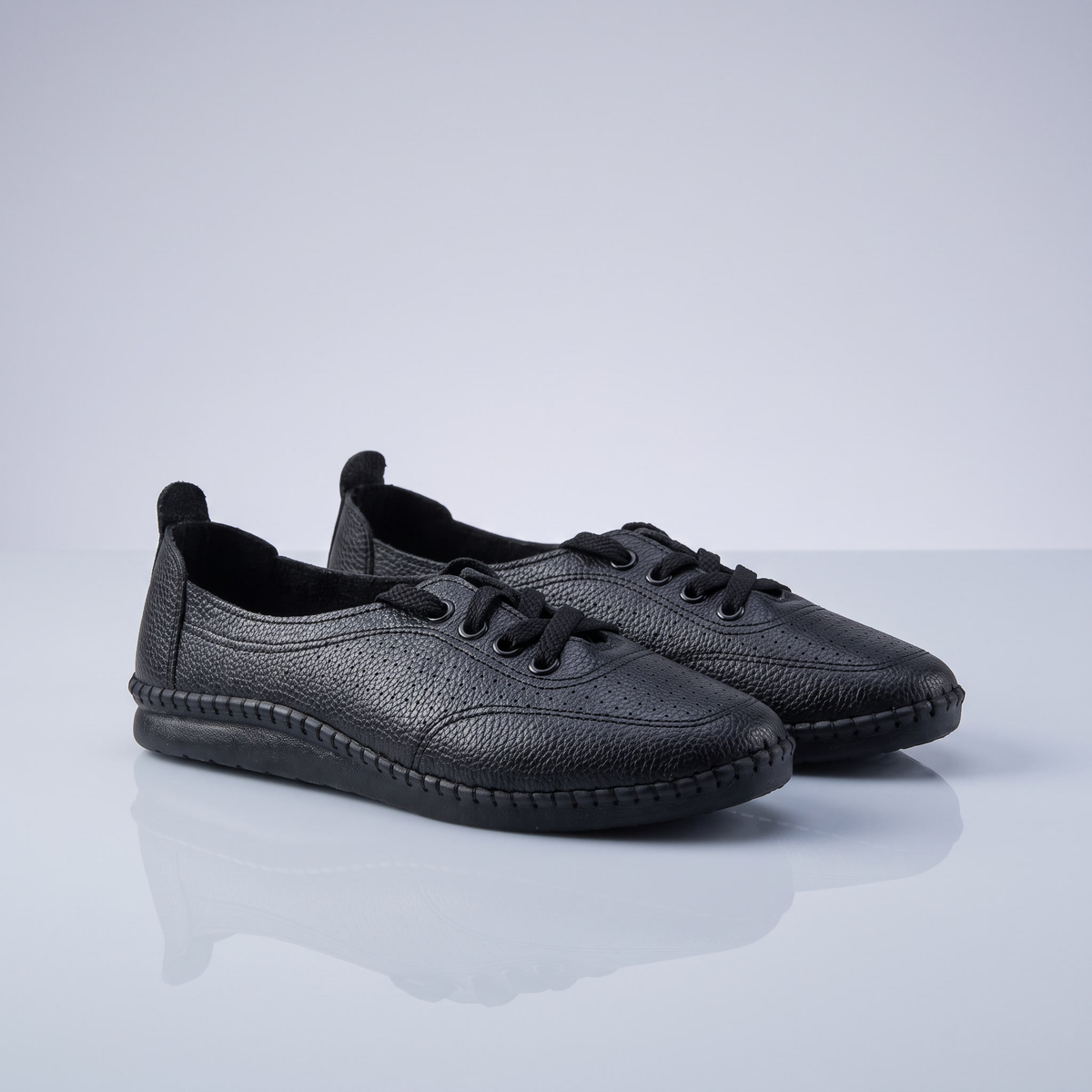 Women leather ladies lotus Shoes (Black)