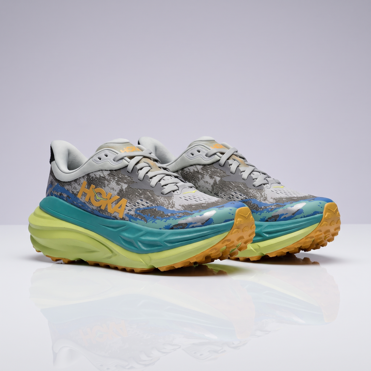 Men HOKA Stinson 7 Trail Running Shoe (Lime*Blue)
