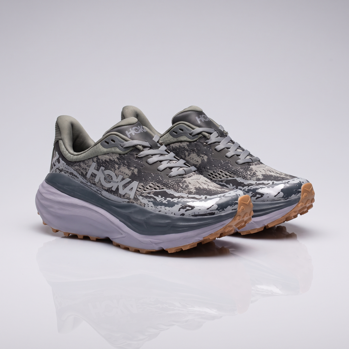 Men HOKA Stinson 7 Trail Running Shoe (Grey*White)