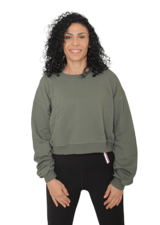 TOP-SECRET Women Pullover Crop-top Women Top Secret - Olive Green