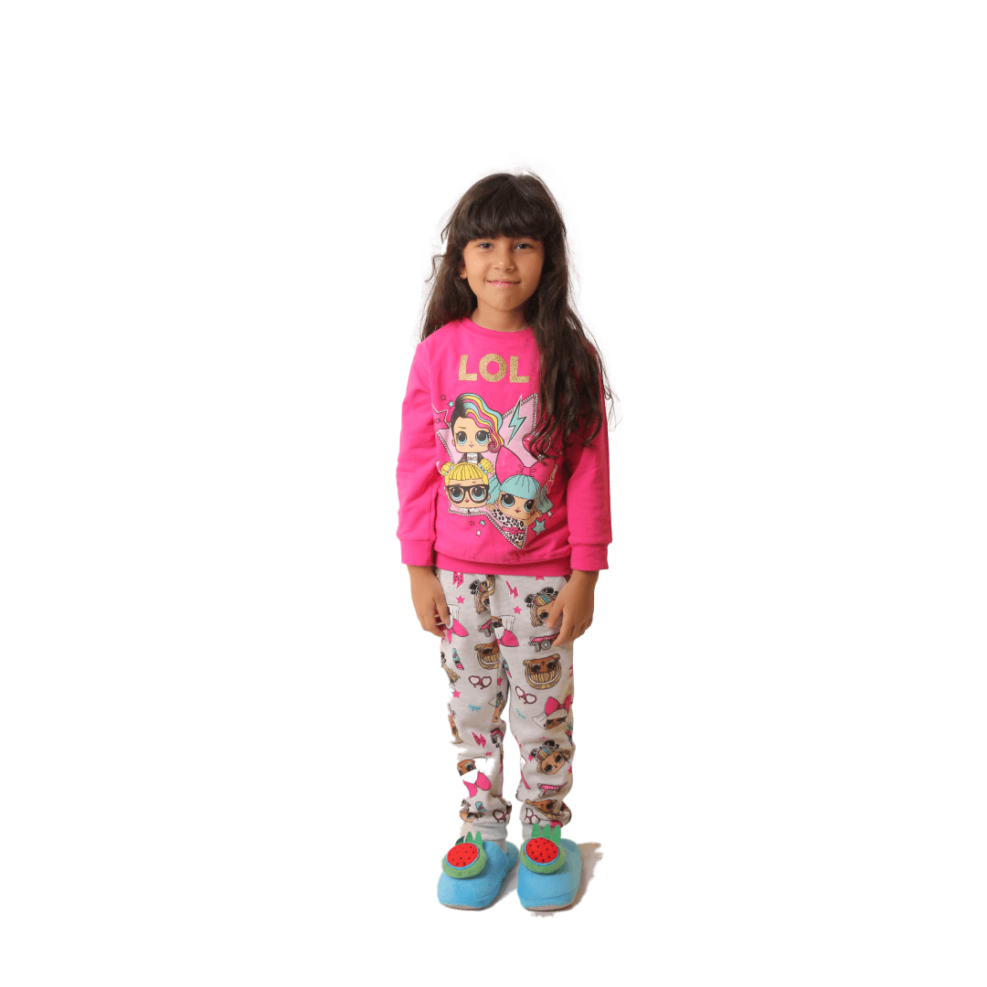 Winter23_KIDS Kids Jacket Girls Melton LOL Pajama - Fuchsia