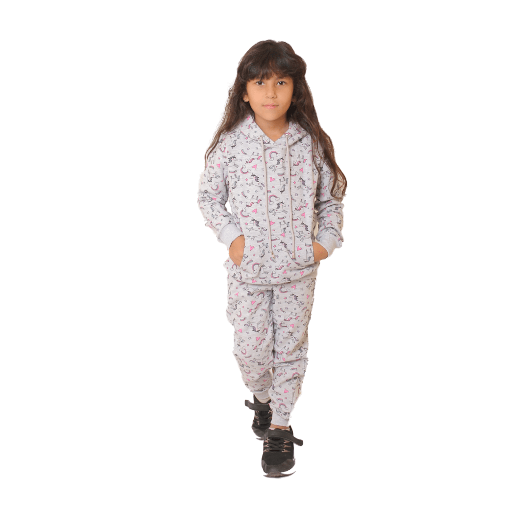 Winter23_KIDS Kids Jacket Girls Melton Unicorn Pajama