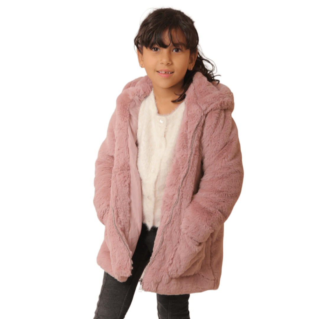 Winter23_KIDS Kids Jacket Heavy Fur Kids Jacket - Pale Pink