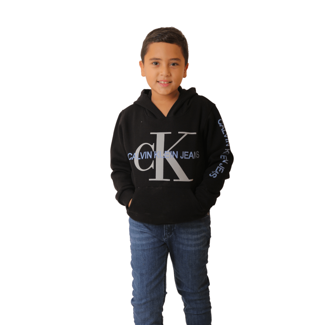 Winter23_KIDS Kids Pajama CK Sweatshirt With Hoodie - Black
