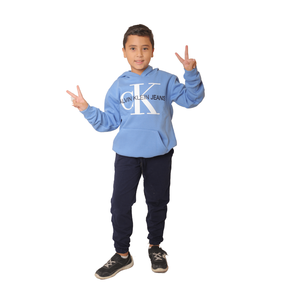 Winter23_KIDS Kids Pajama CK Sweatshirt With Hoodie - Blue