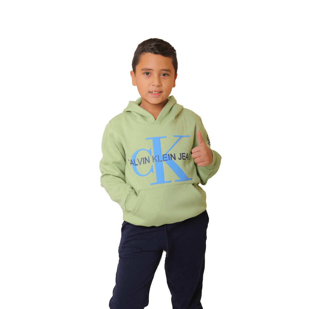Winter23_KIDS Kids Pajama CK Sweatshirt With Hoodie - Green