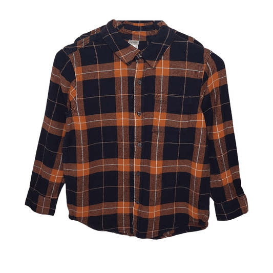 Winter23_KIDS Kids Shirts Kids Long Sleeves - Wool Shirt - Brown x Dark Blue