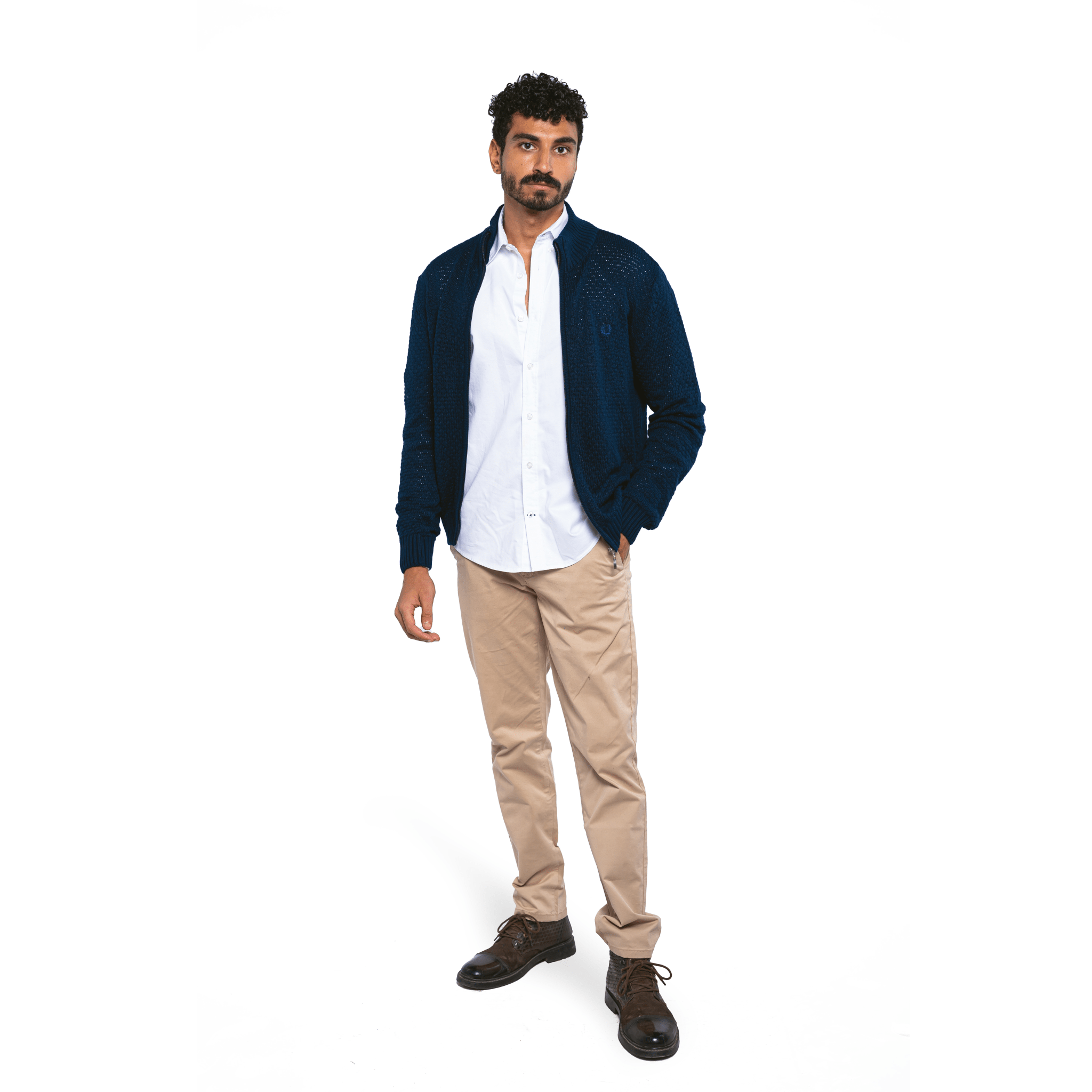 Winter23_MEN Men Jackets Full-Zip Sweater - Dark Blue