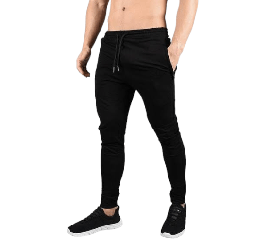 Winter23_MEN Men Pants Men (Cotton) Sweatpants (slim-fit) - Black