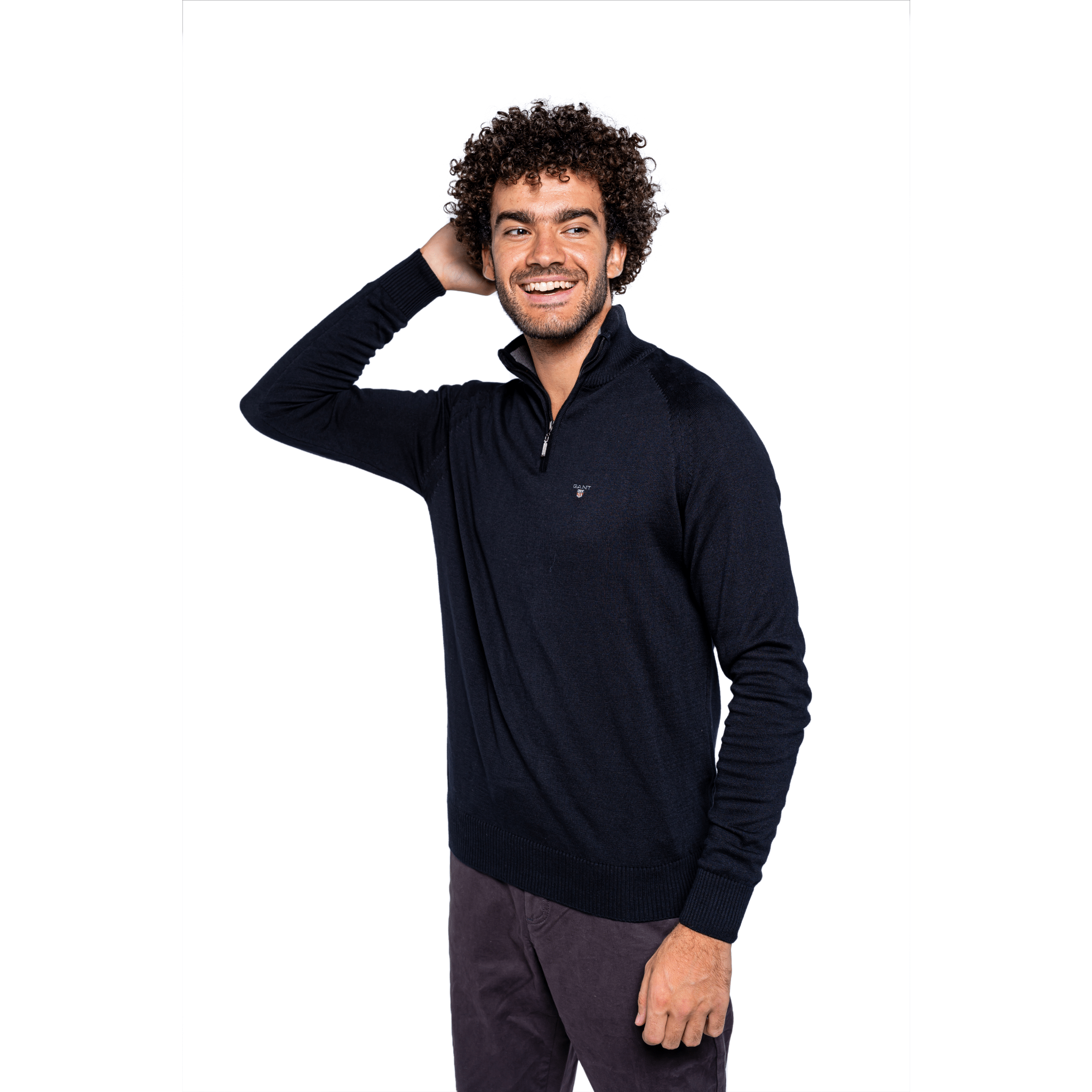 Winter23_MEN Men Pullover Half-Zip Pullover Sweater - Black