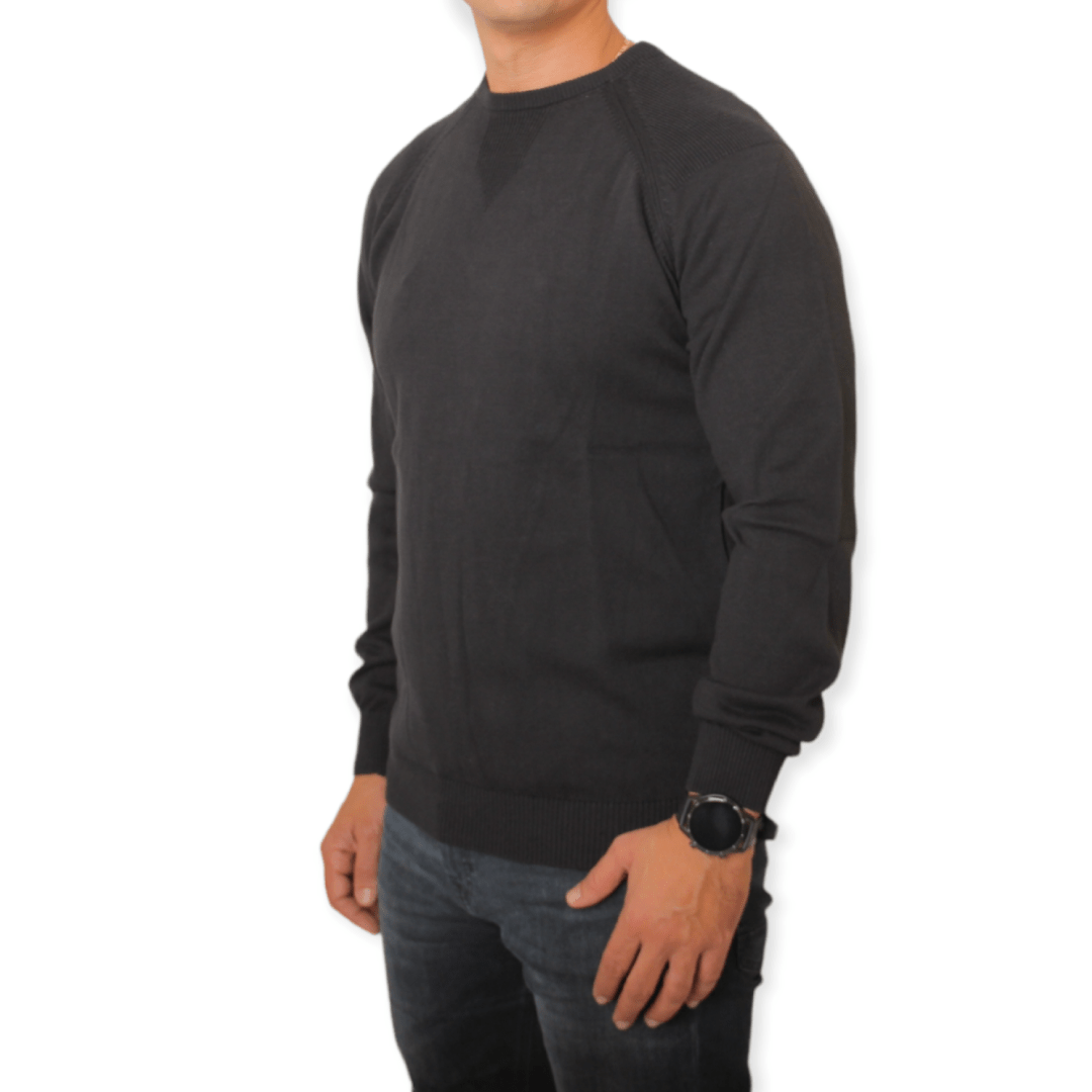 Winter23_MEN Men Pullover Men Basic Cotton Pullover - Black